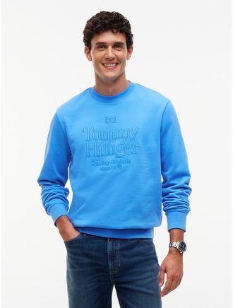 Tommy Hilfiger Mens Embroidered Tonal Logo Sweatshirt - Blue Spell - XL