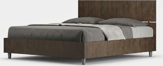Les Tendances Cama De Matrimonio En Madera De Nogal Con Cabecero De Lamas Rectas 160x190cm Demas D Noix