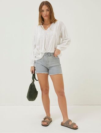 Fat Face FatFace Grey Courtney Cut Off Denim Shorts