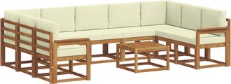 vidaXL Conjunto De Sof&aacute;s De Exterior 10 Uds. Natural Y Crema Vidaxl
