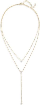 Shashi Solitaire Layered Necklace in Gold at Nordstrom