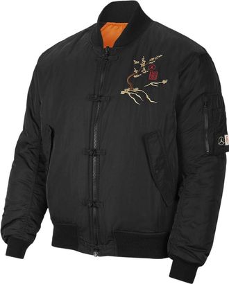 Nike Mens Jordan Logo Embroidered Reversible Aviator Padded Clothes Black Jacket DO4085-010