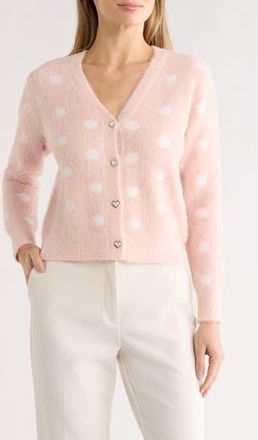 Nanette Lepore Polka Dot Cardigan in Pale Pink/White at Nordstrom Rack, Size X-Large