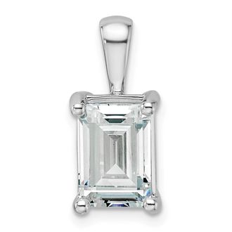 Diamond2Deal 14k White Gold 3 Ct Emerald Cut Lab Grown Diamond Pendant