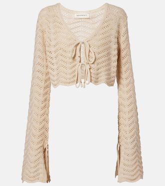 Bananhot Miana open-knit cotton-blend crop top