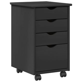 vidaXL Gabinete Rodante Con Rueda Gris 34 X 39 X 56 Cm Pino Macizo Vidaxl