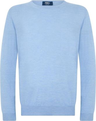 Fedeli Ronde Hals Trui - Heren - Cashmere truien - Blauw - XL - Kasjmier - Truien & Vesten