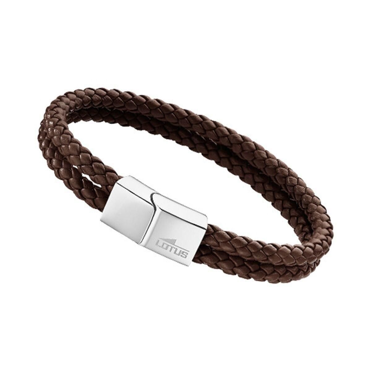 Lotus Style Herren-Armband – Edelstahl & Leder, Silber/braun, 22 Cm, LS2051-2/1