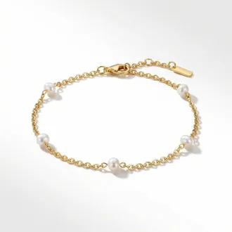 Pompeii3 Max Anklet 9.518k Yellow Gold Plated 5mm Freshwater Pearls Lobster Clasp
