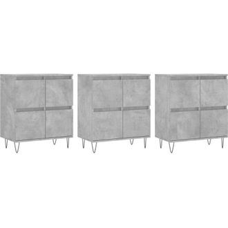 vidaXL Credenze 3 pz Grigio Cemento in Legno Multistrato - Vidaxl