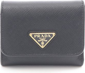 Prada Black Saffiano Triangle Wallet (Tri-Fold) (Pre-Owned)