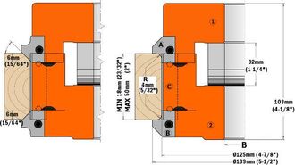 CMT 695.005.A6 COPPIA COLTELLI X SMUSSARE/RAGGIARE SUP. HW R6/45&deg; (20x20x2)