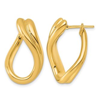Diamond2Deal 14K Yellow Gold Twisted Grooved Hoop Earrings