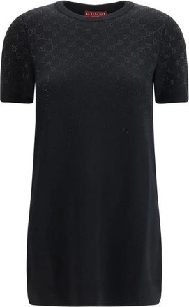 Gucci Vestido de Lana Fina con Cristales GG - Dresses - Mujer - Negro - M