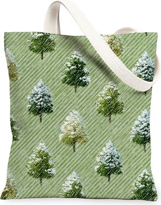 Generic Canvas Tote Bags, Nature Inspired Tree Pattern Eco-Friendly Reusable Shopping Bags, Rustic Chic Lightweight Washable Carrie, Green, 13x15 Inch