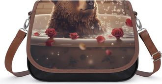 Generic Funny Bear Bathtub Crossbody Bags for Women Shoulder Messenger Bag Purse Handbags