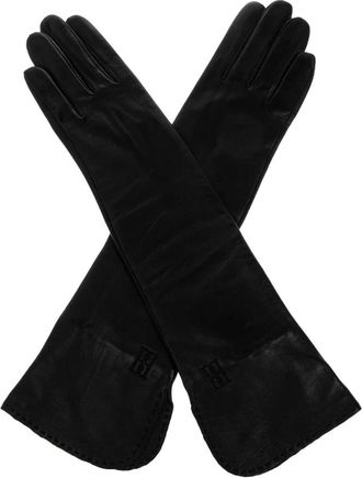 By Malene Birger Lange leren handschoenen - Dames - Handschoenen - Zwart - S - Wol - Accessoires