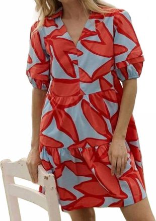 Southern Tide Piper Garden Glory Printed Short Sleeve Dress In Cerulean