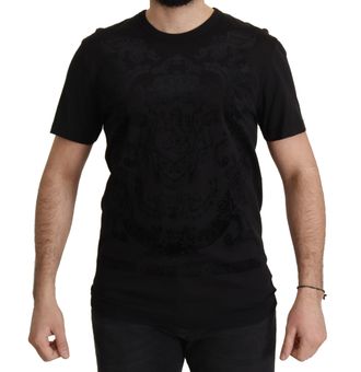 Dolce & Gabbana Zwarte DG Baroque Katoenen Crewneck Heren T-shirt