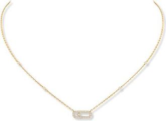 Messika Move Uno Pav&eacute; Diamond Pendant Necklace in Yellow Gold at Nordstrom