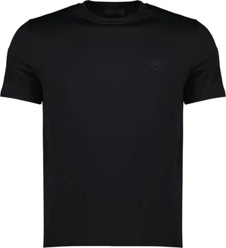 Prada T-Shirts, male, Black, Size: L Stretch Cotton T-Shirt