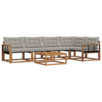 vidaXL Conjunto De Sof&aacute;s De Exterior 6 Pcs Gris Natural Y Claro Vidaxl
