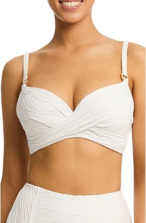 Sea Level Australia De Soleil Cross Front D- & DD-Cup Molded Underwire Bikini Top in White at Nordstrom, Size 12