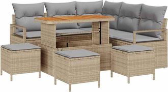 vidaXL Garden Sofa Set with Cushion 9 pcs Beige and Light Grey vidaXL