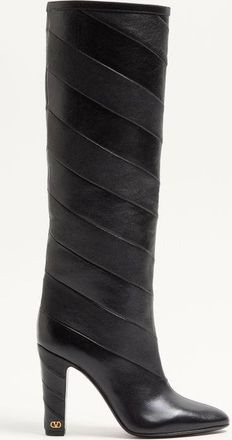 Valentino Garavani Stivale Rayons In Nappa Motivo Chevron 100Mm Donna NERO 36.5