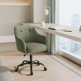 Songmics Swivel Home Office Desk Chair with Armrests Adjustable Height in Dark Green