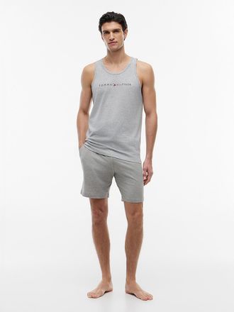 Tommy Hilfiger Mens Hilfiger Logo Pull-On Sleep Short - Grey Heather - S
