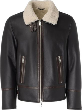 Dondup Bruin Leren Jas - Heren - Leren en Su&egrave;de Jassen - Bruin - 2XL - Jassen
