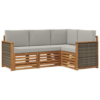 vidaXL Juegos De Sof&aacute;s Con Coj&iacute;n 4 Pcs Madera De Acacia S&oacute;lida Vidaxl