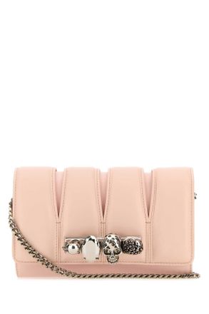 クラッチバッグ ALEXANDER MCQUEEN PINK LEATHER MINI CROSS-BAR CLUTCH Alexander McQueen Pink Leather Mini Cross-bar Clutch
