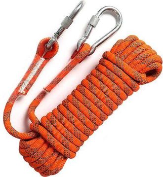 OEM Climbing Rope - Static Climbing Rope - Super Strong Assist Rope - Equipped With 2 Steel Hooks - Suitable For Outdoor Rescue Operations, Cliff Rappelli