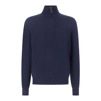 Jacob Cohen Lupetto Half-Zip Sweater - Heren - Coltruien - Blauw - XL - Wol - Truien & Vesten