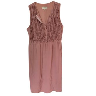 Burberry Pink Ruffled Silk Sleeveless Dress Size M