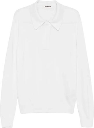 Jil Sander Tops, Heren, Wit, M, LS Poloshirt