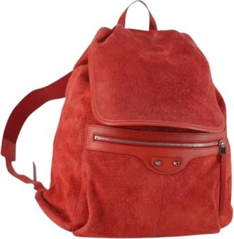 Balenciaga Pre-owned Suede Rugzak - Dames - Vintage Rugzakken - Rood - ONE Size - Leer - Vintage