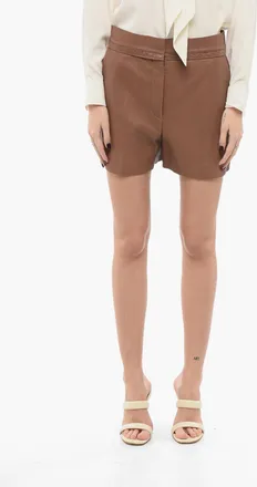 Fendi Shorts in Pelle Martellata con Pince Fendi