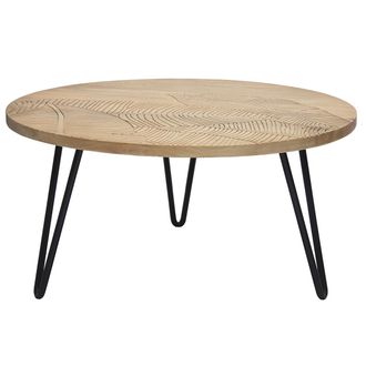 Miliboo Miliboo - Mesa De Centro Redonda Grabada En Mango Y Metal Negro Vibes