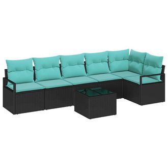 vidaXL Set Di Divani 7 Pz Nero Polyrattan Vidaxl