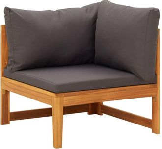 vidaXL Sof&aacute; De Esquina Madera Maciza De Acacia Con Cojines Gris Oscuro Vidaxl