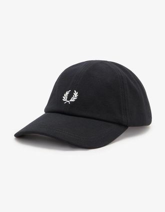 Fred Perry Mens Fred Perry Mens Pique Classic Cap - Black/Snow White 843 - Size: ONE size