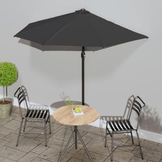 vidaXL Sombrilla Balc&oacute;n Semicircular Palo Aluminio Negro 270x144x222cm Vidaxl