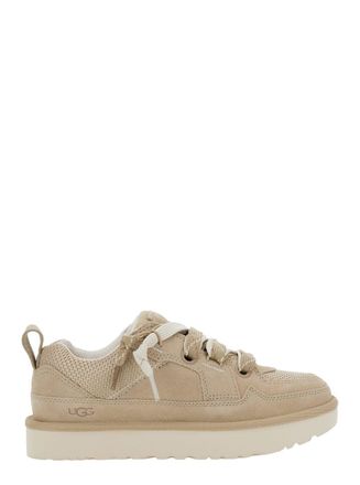 UGG lo Lowmel Beige Sneakers With Mesh Inserts And Logo On The Side In Suede Woman