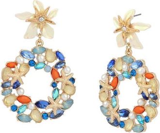 Betsey Johnson Starfish Doorknocker Earrings in Blue at Nordstrom