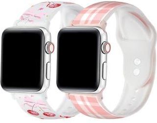 Posh Tech Set of 2 Printed Silicone Apple Watch Watchbands in Pink at Nordstrom Rack