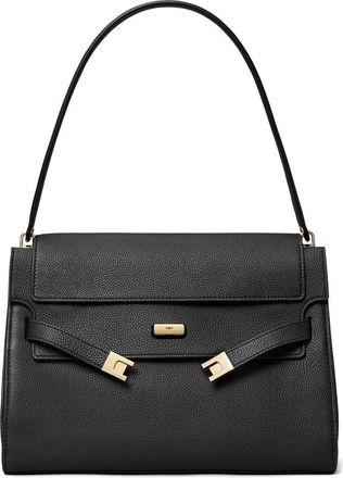 Tory Burch Large Lee Radziwill Pebble Leather Shoulder Bag in Black at Nordstrom