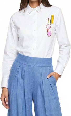 Vilagallo Ana Blouse With Embroidered Pocket In White